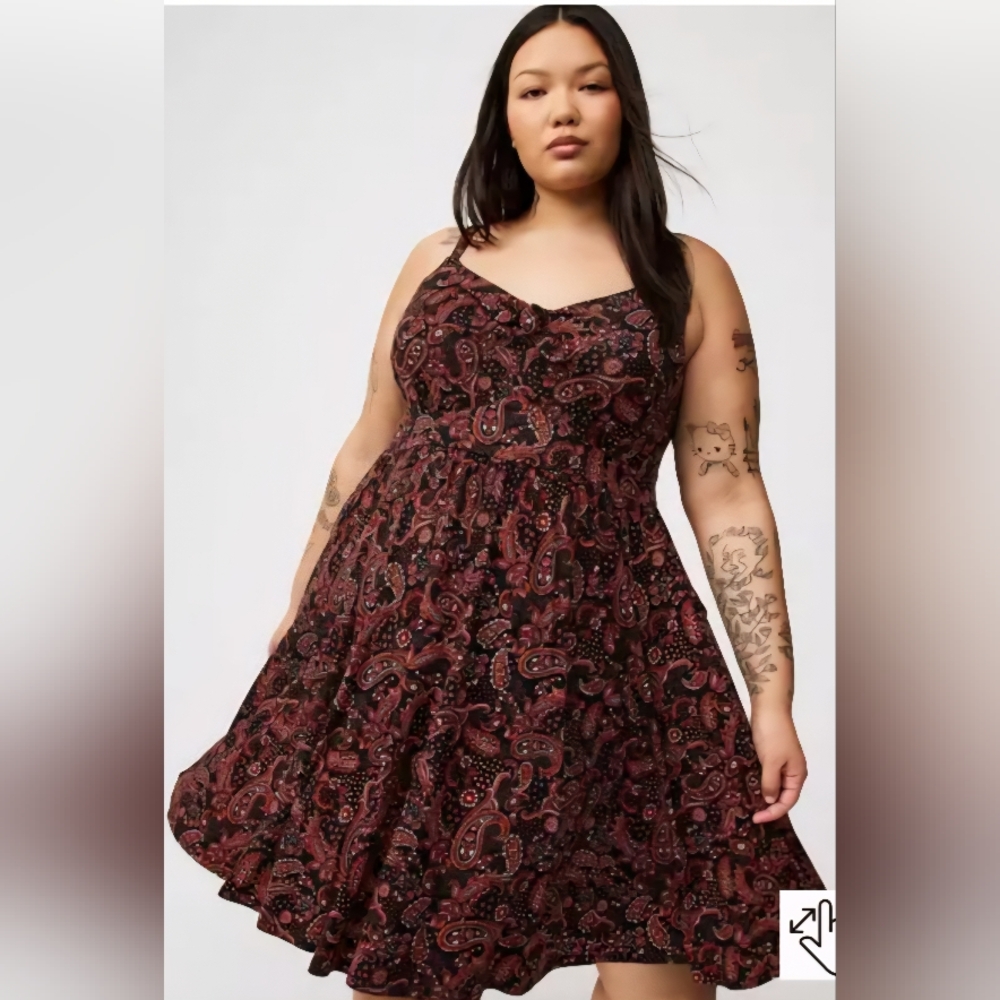 Torrid Black and Red Paisley Midi Dress